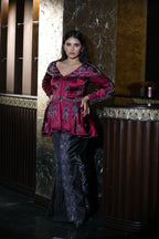 Gulnaar Peplum Top Skirt Set